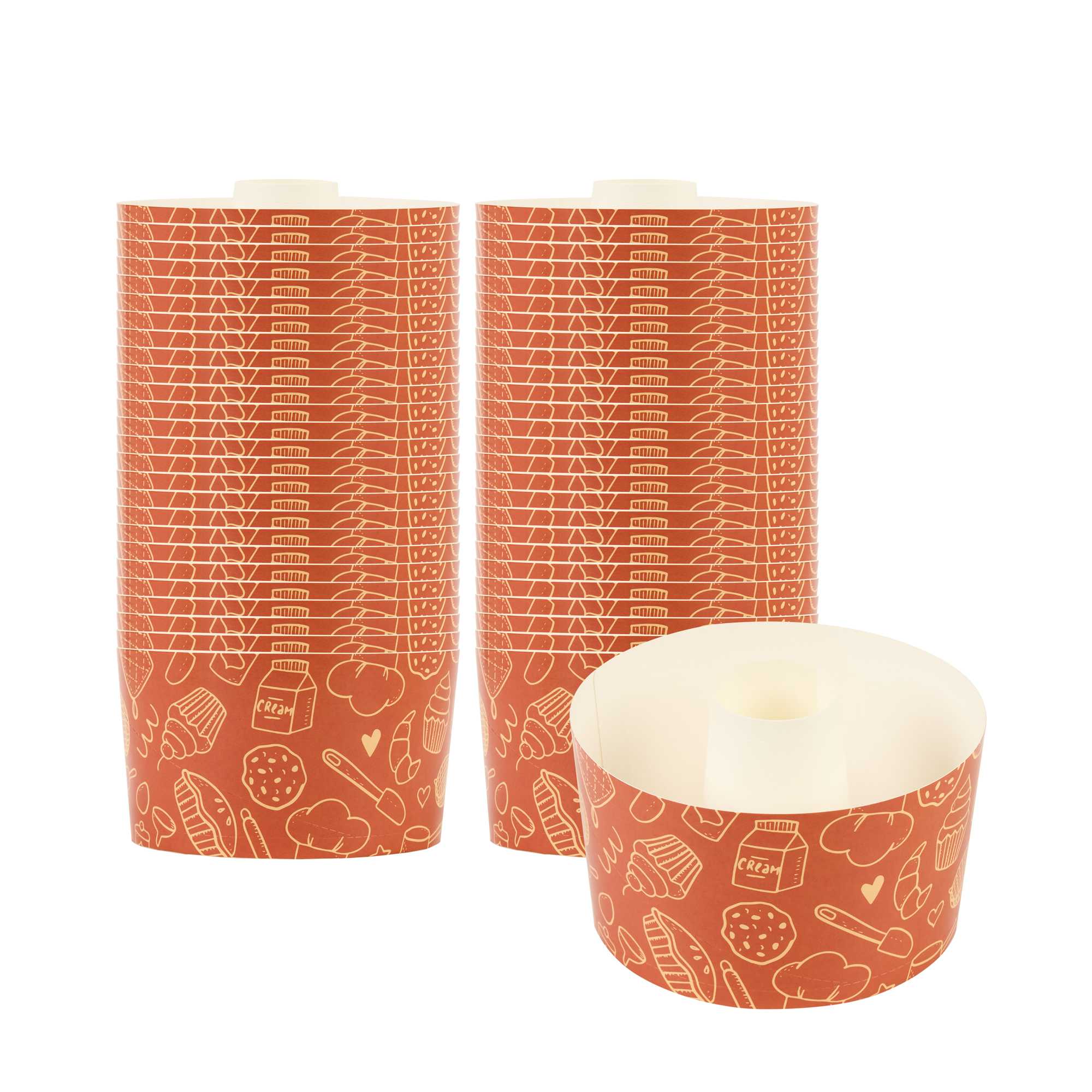 Panificio 22 oz Brown Paper Baking Ring Mold - Bakery, Greaseproof - 4 1/2" x 4 1/2" x 2 3/4" - 100 count box