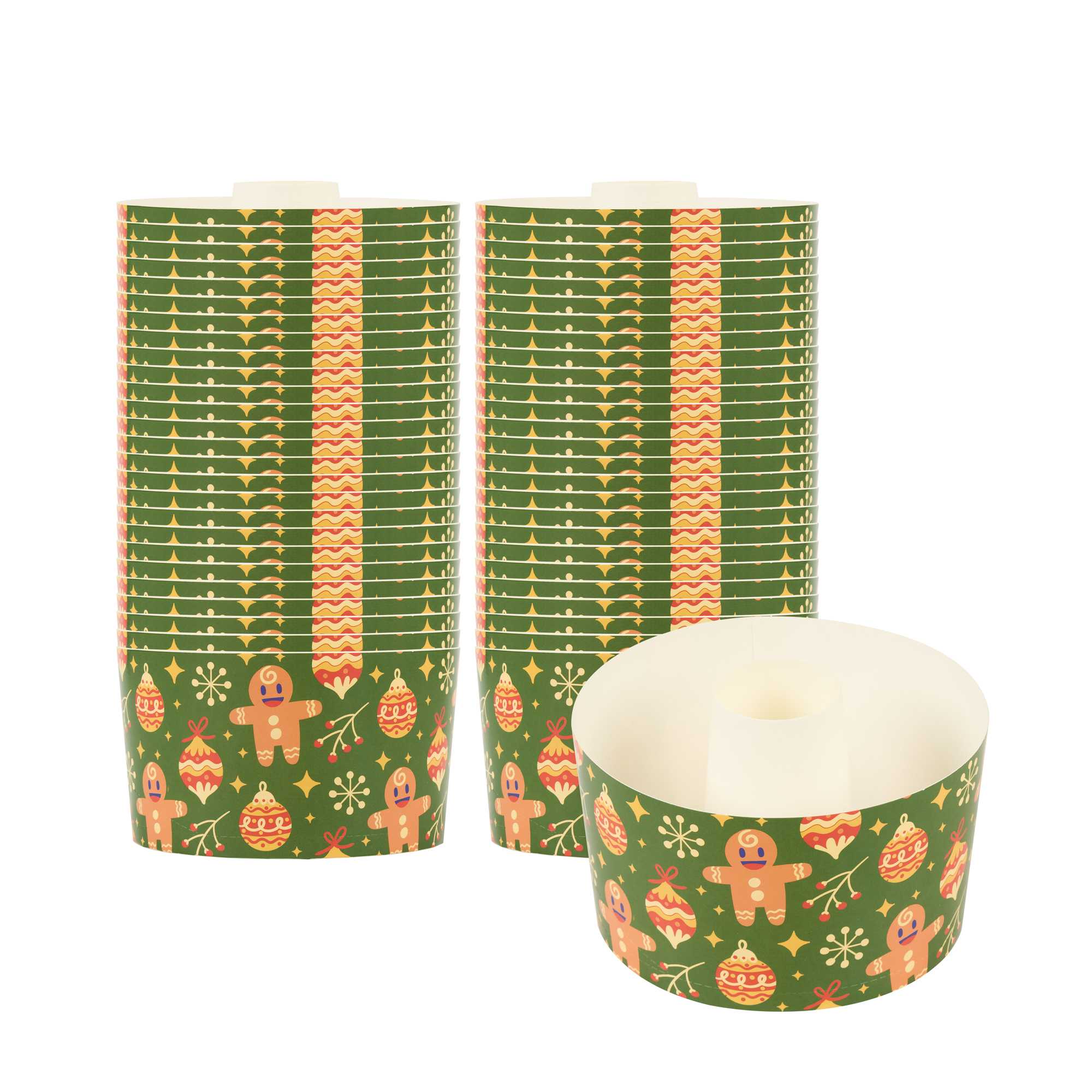 Panificio 22 oz Paper Baking Ring Mold - Christmas, Greaseproof - 4 1/2" x 4 1/2" x 2 3/4" - 100 count box