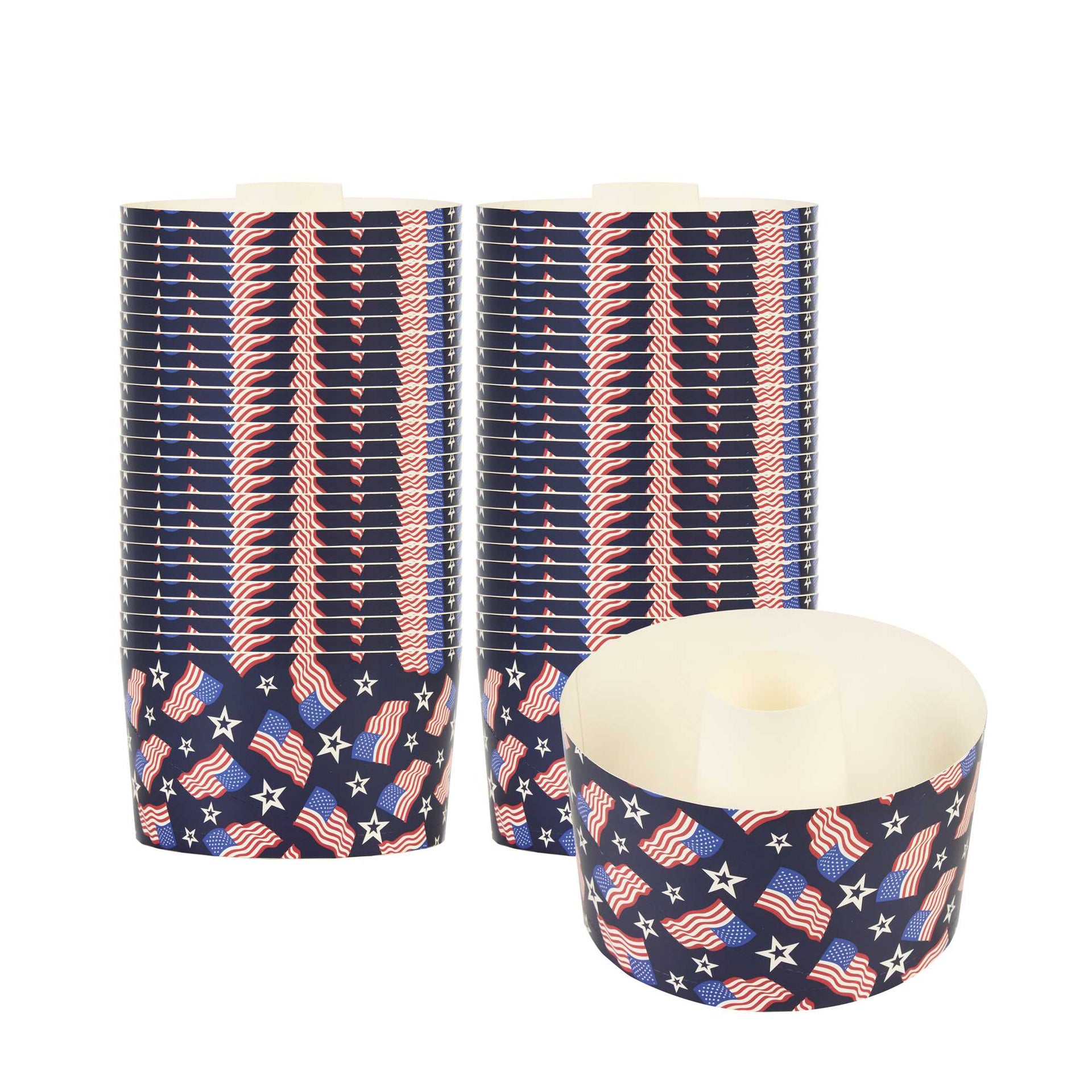 Panificio 22 oz Paper Baking Ring Mold - American Flag, Greaseproof - 4 1/2" x 4 1/2" x 2 3/4" - 900 count box