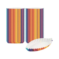 Panificio 5.4 oz Leaf Paper Baking Cup - Colorful Abstract Waves, Ridged, Greaseproof - 4