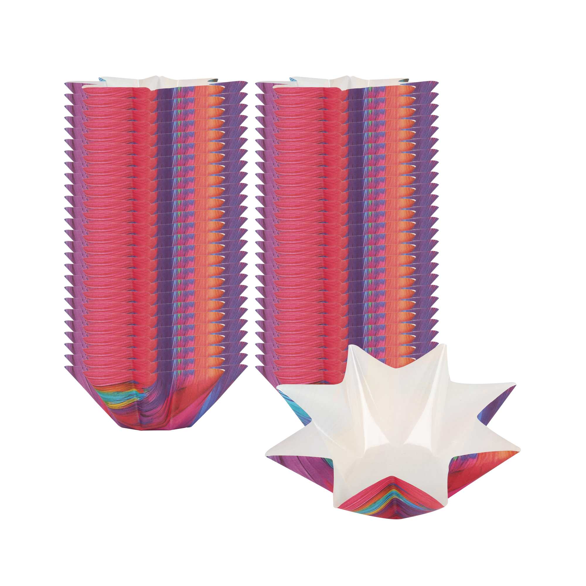 Panificio 10.2 oz Octagon Paper Baking Cup - Colorful Abstract Waves, Greaseproof - 2 1/4" x 2 1/4" x 2 1/4" - 4000 count box