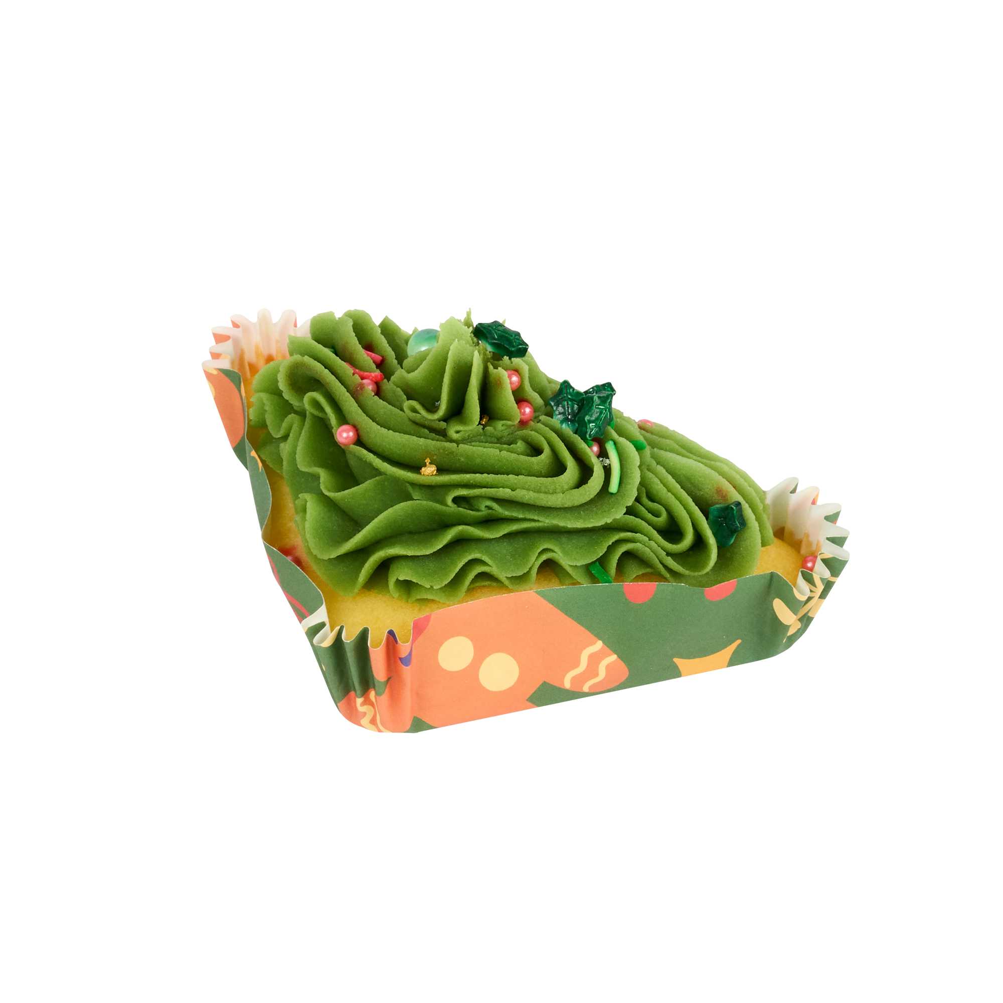 Panificio 6.8 oz Triangle Paper Baking Cup - Christmas, Ridged, Greaseproof - 5" x 3" x 1 1/4" - 4000 count box