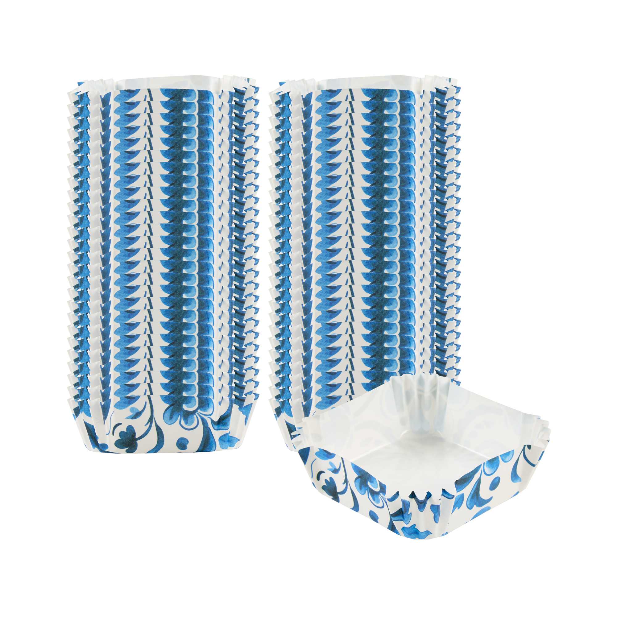 Panificio 6 oz Square Paper Baking Cup - Floral, Greaseproof - 3 1/4" x 3 1/4" x 1 1/4" - 4000 count box