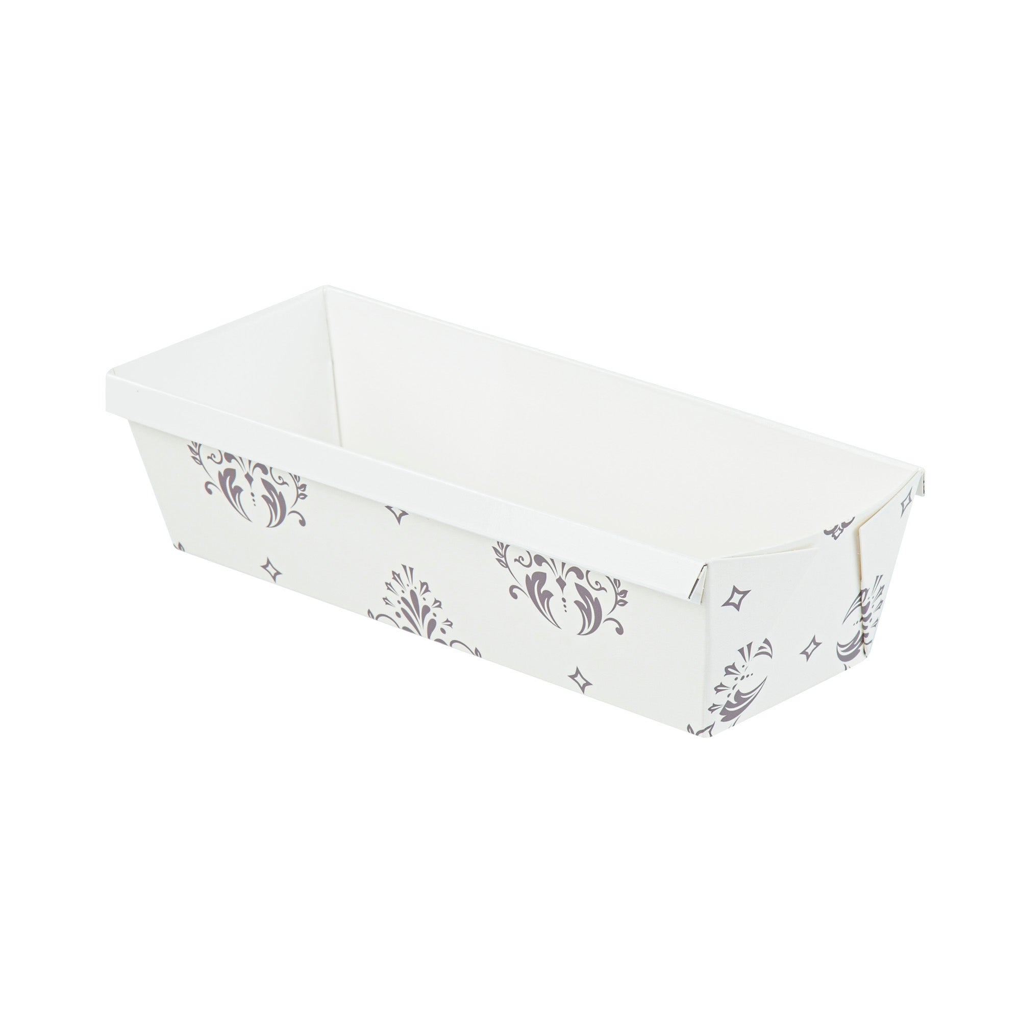 Bake Tek 42 oz Beige Vintage Floral Paper Baking Loaf Pan - Greaseproof - 10" x 3 1/2" x 2 1/2" - 100 count box