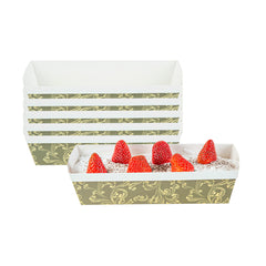 Bake Tek 42 oz Dark Green Vintage Floral Paper Baking Loaf Pan - Greaseproof - 10