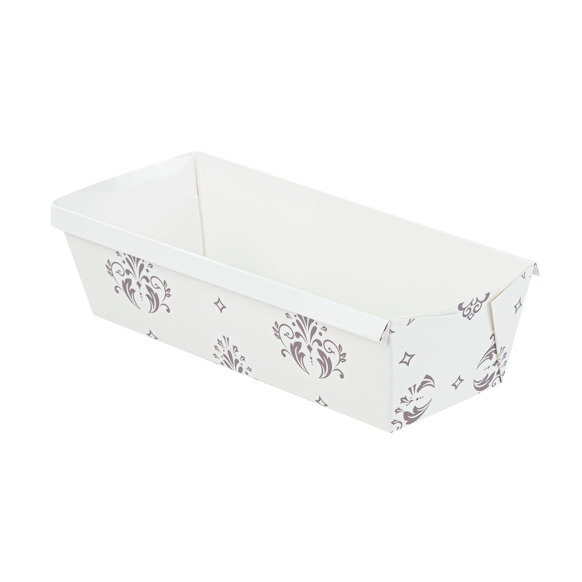 Bake Tek 54 oz Beige Vintage Floral Paper Baking Loaf Pan - Greaseproof - 10 1/4" x 4" x 2 3/4" - 100 count box