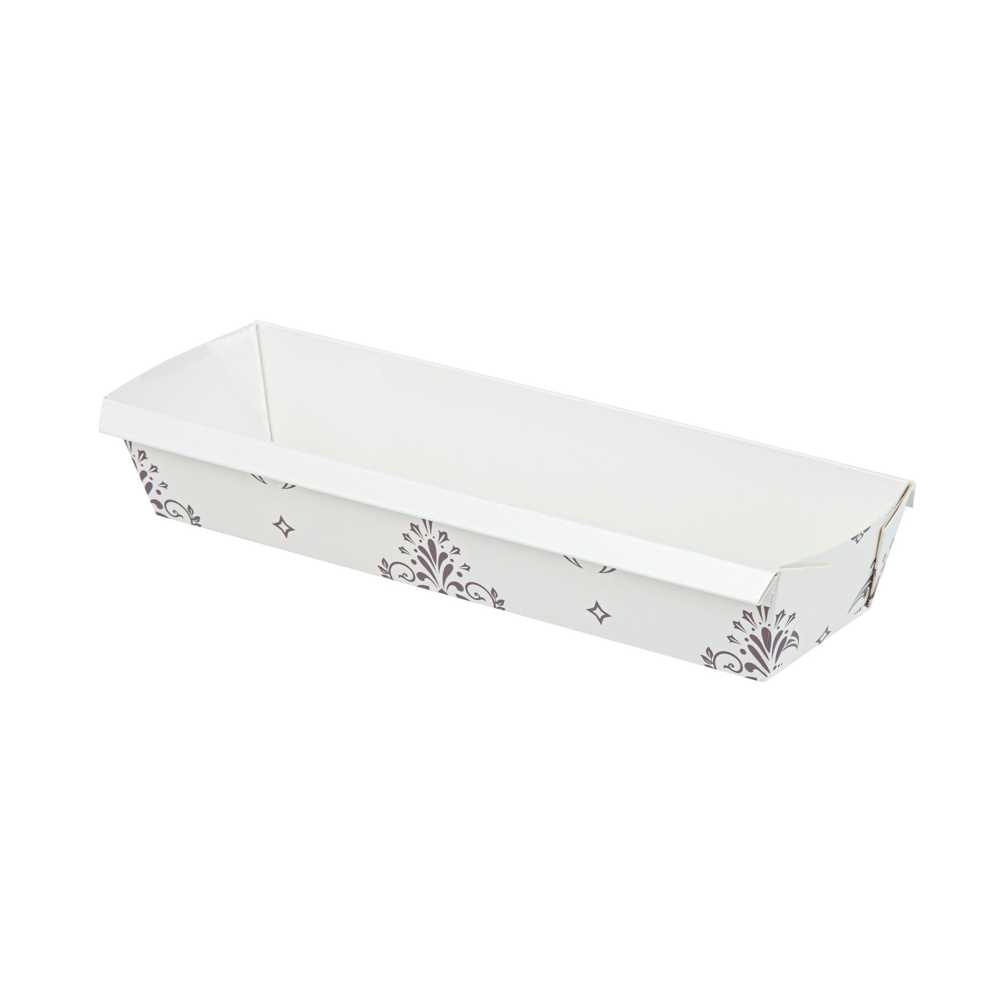 Bake Tek 32 oz Beige Vintage Floral Paper Baking Loaf Pan - Greaseproof - 11" x 3 1/4" x 2" - 100 count box