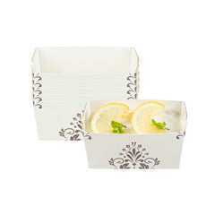 Bake Tek 9 oz Beige Vintage Floral Paper Mini Baking Loaf Pan - Greaseproof - 4