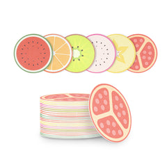 Bar Lux Round Fruit Paper Coaster - 6 Assorted Designs - 3 1/2