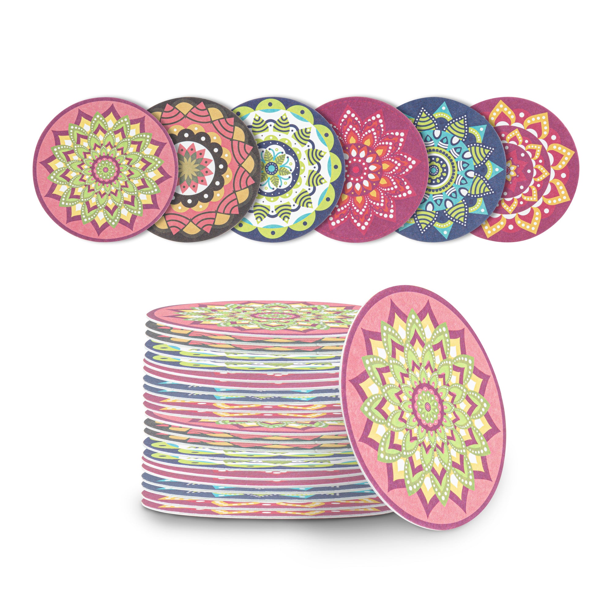 Bar Lux Round Floral Paper Coaster - 6 Assorted Designs - 4" - 480 count box