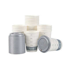 Restpresso 12 oz Green Paper Insulated Hot Cup - Readiness Meter, with Gray Lid - 400 count box
