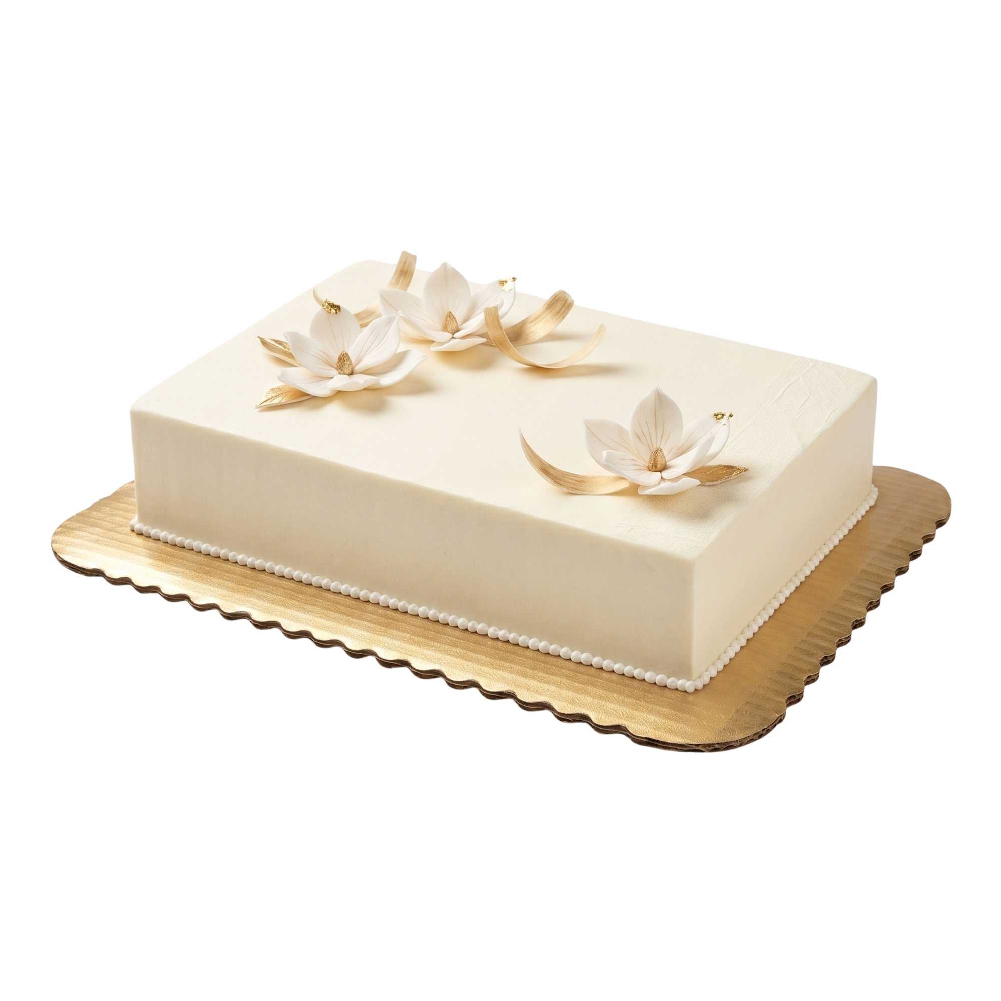 Pastry Tek Rectangle Gold Cake Board - Scalloped Edge - 14" x 10" - 10 count box