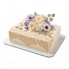 Pastry Tek Rectangle White Cake Board - Scalloped Edge - 14