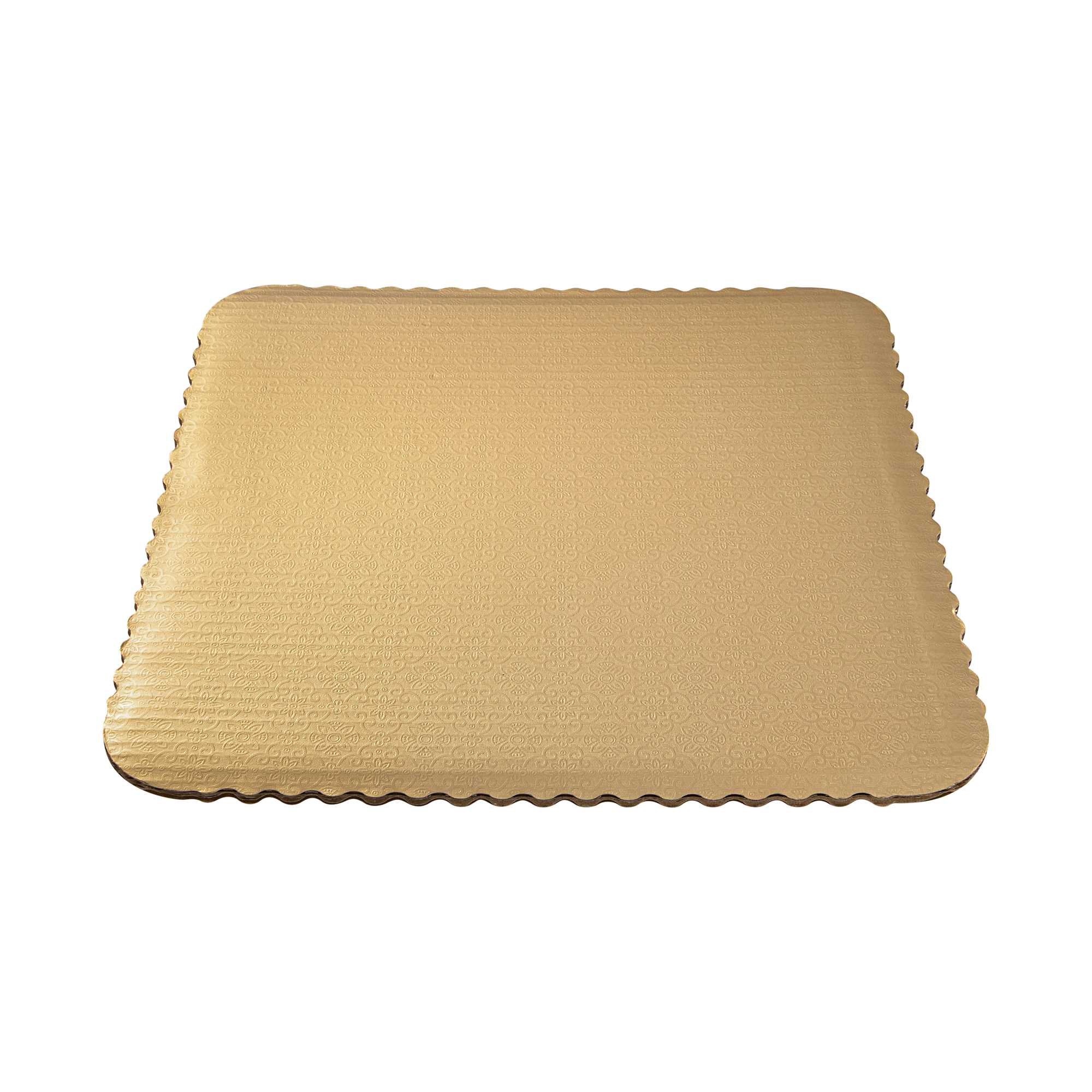 Pastry Tek Square Gold Cake Board - Scalloped Edge - 13 3/4" - 100 count box