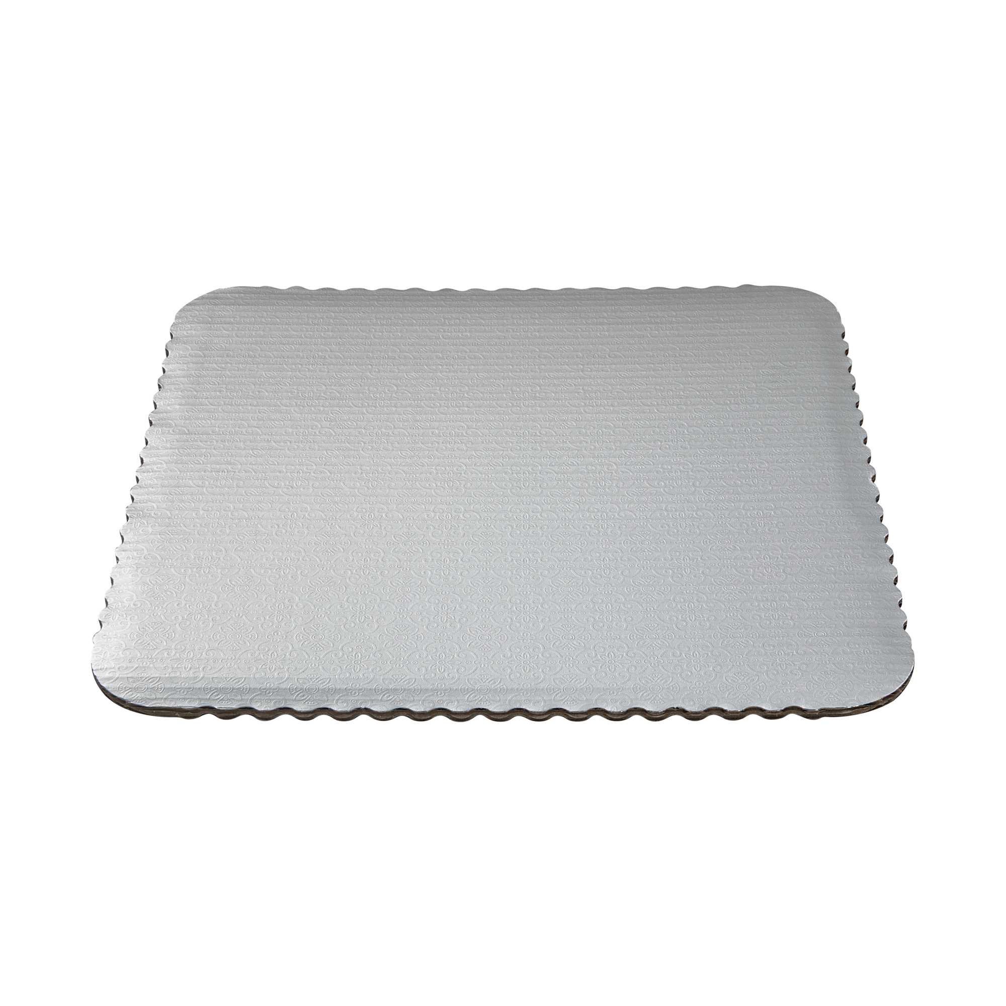 Pastry Tek Square Silver Cake Board - Scalloped Edge - 13 3/4" - 100 count box