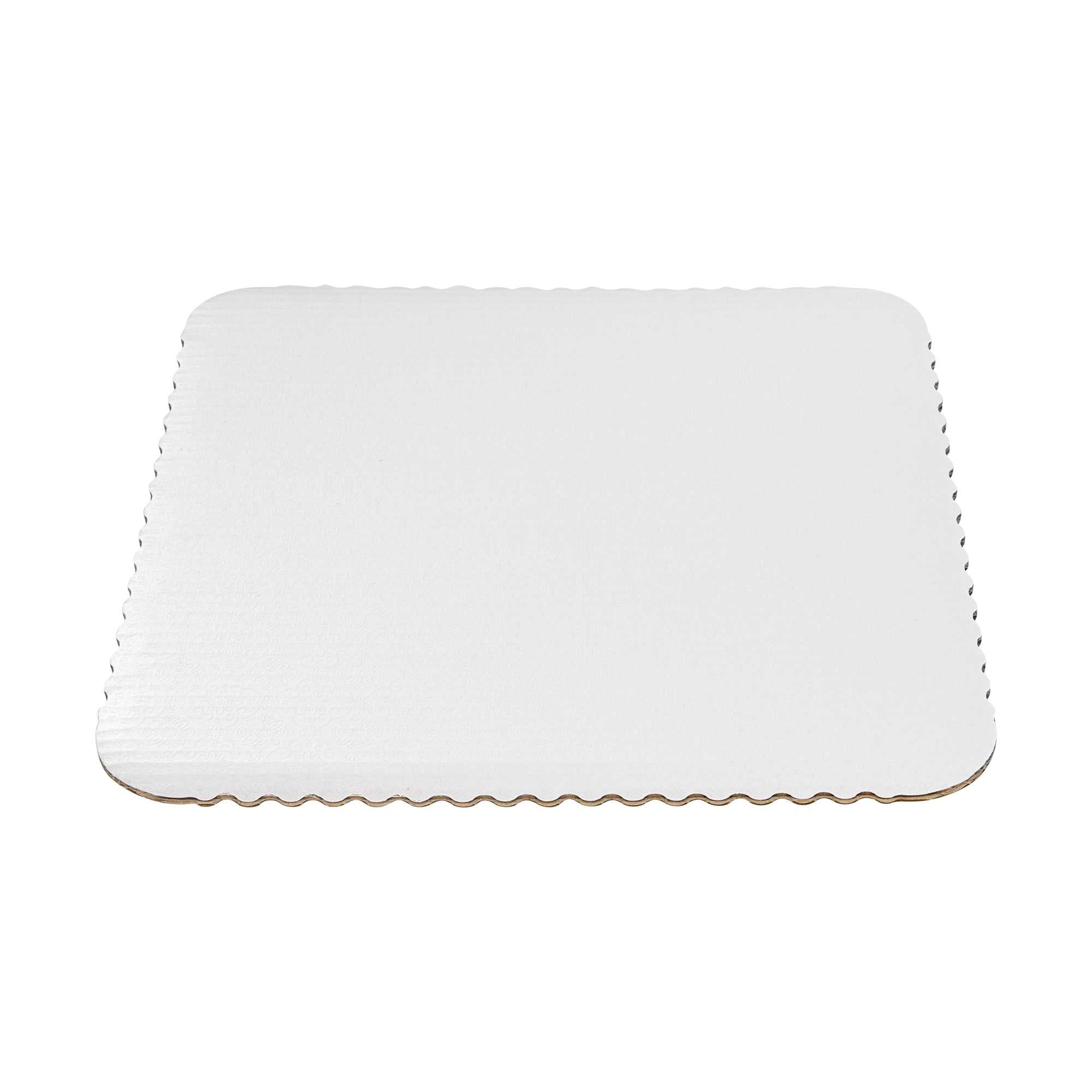 Pastry Tek Square White Cake Board - Scalloped Edge - 13 3/4" - 100 count box