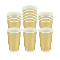 Restpresso 16 oz Metallic Gold Paper Hot / Cold Cup - 25 count box
