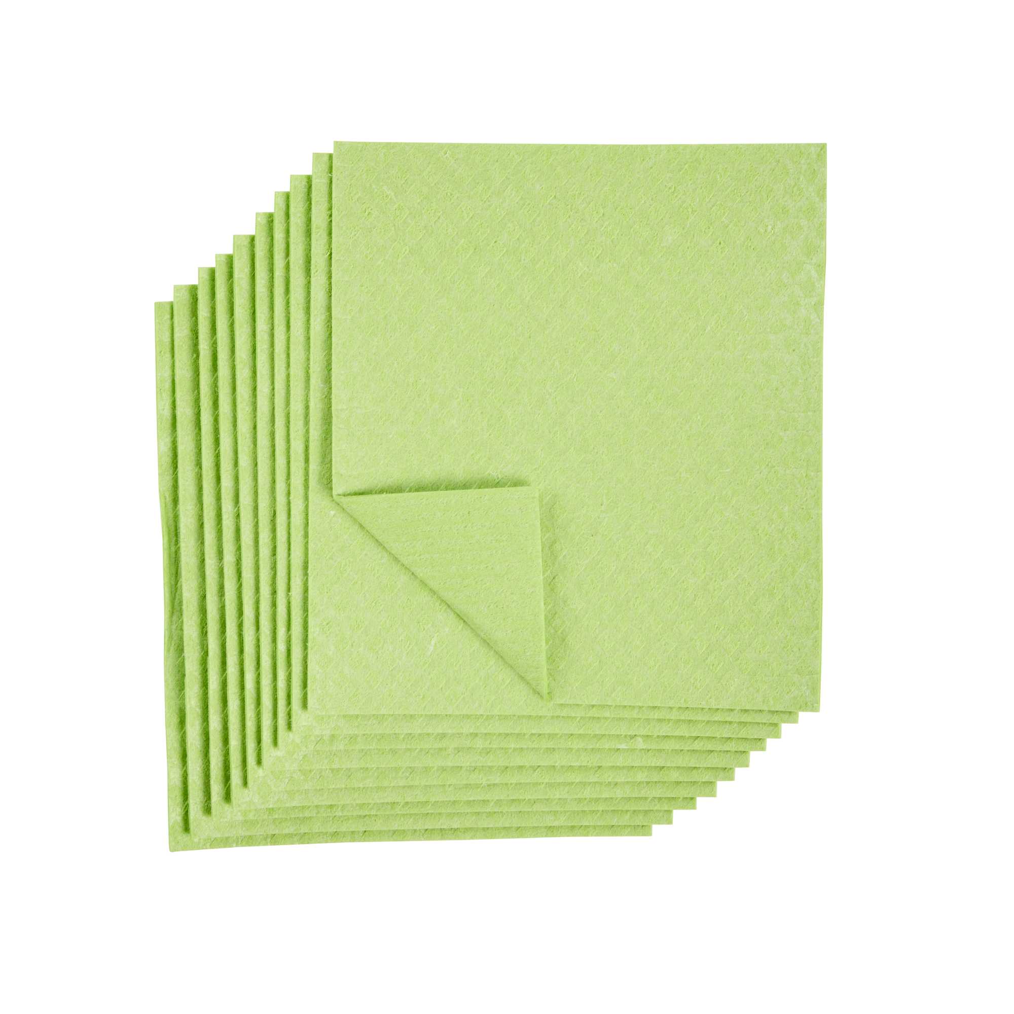 Clean Tek Professional Green Reusable Swedish Dishcloth - Biodegradable - 6 3/4" x 7 3/4" - 10 count box