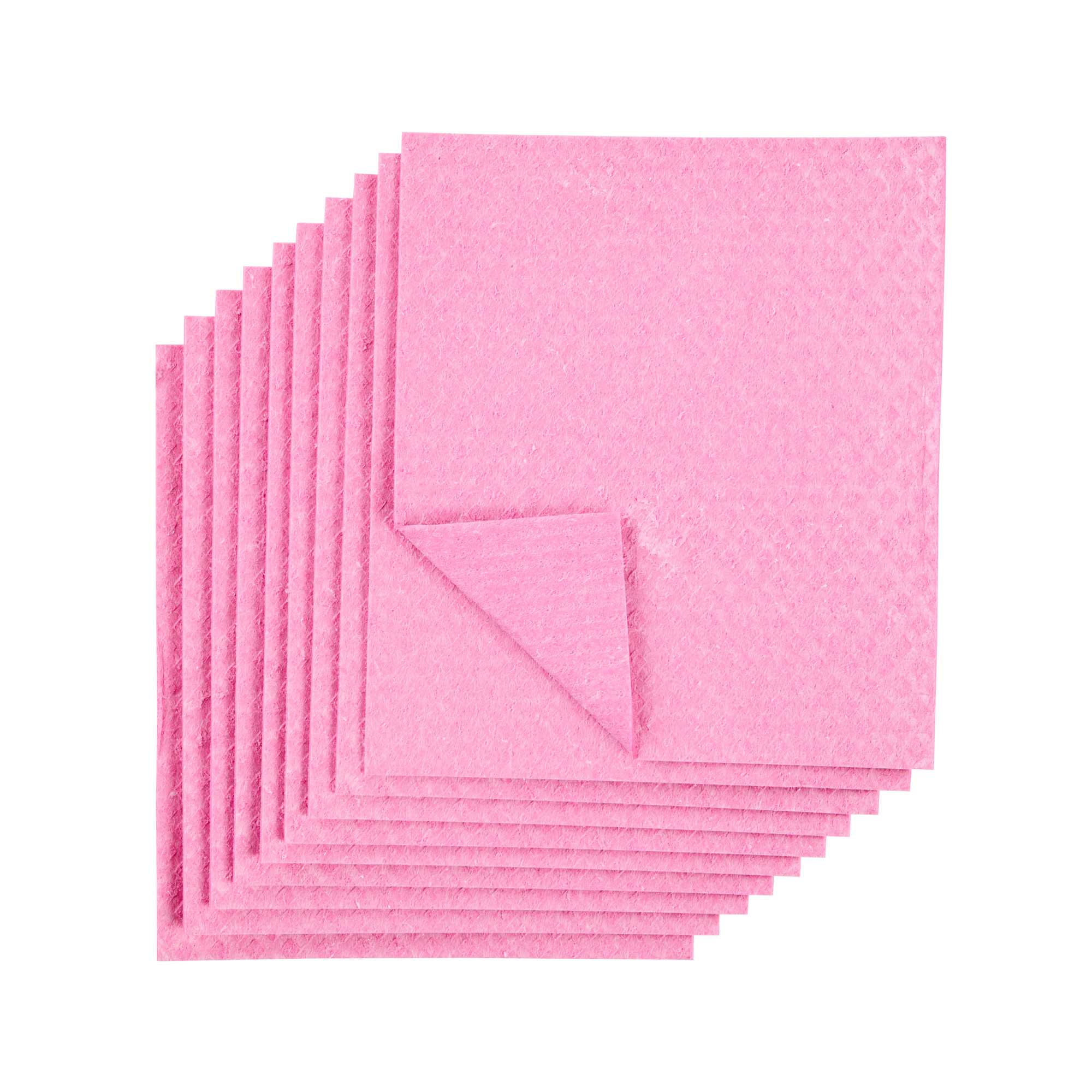 Clean Tek Professional Pink Reusable Swedish Dishcloth - Biodegradable - 6 3/4" x 7 3/4" - 10 count box