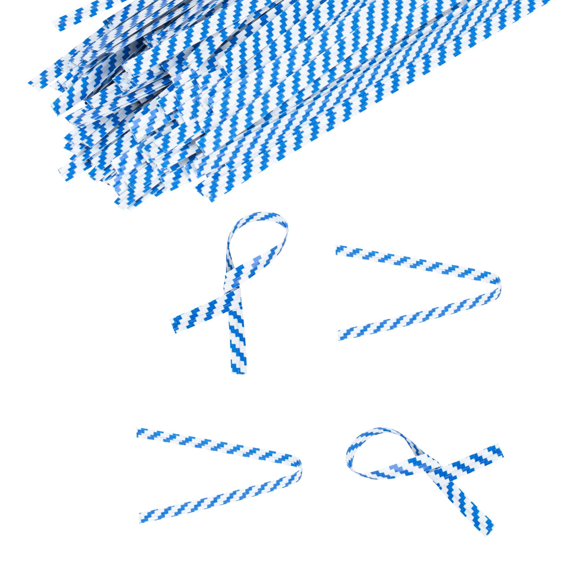 Bag Tek Blue Stripe Paper Twist Tie / Bag Tie - Laminated - 4" - 5000 count box