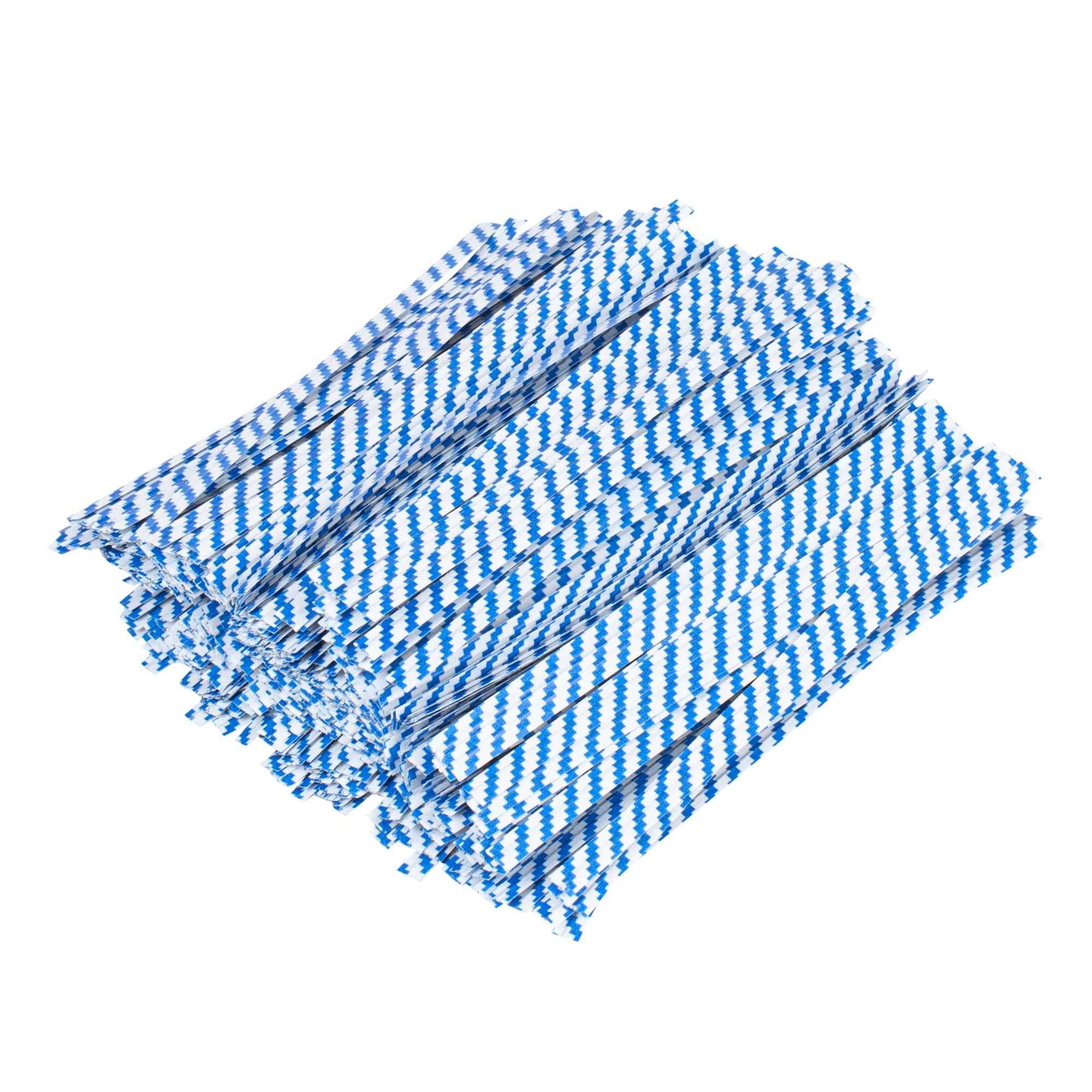 Bag Tek Blue Stripe Paper Twist Tie / Bag Tie - Laminated - 4" - 5000 count box