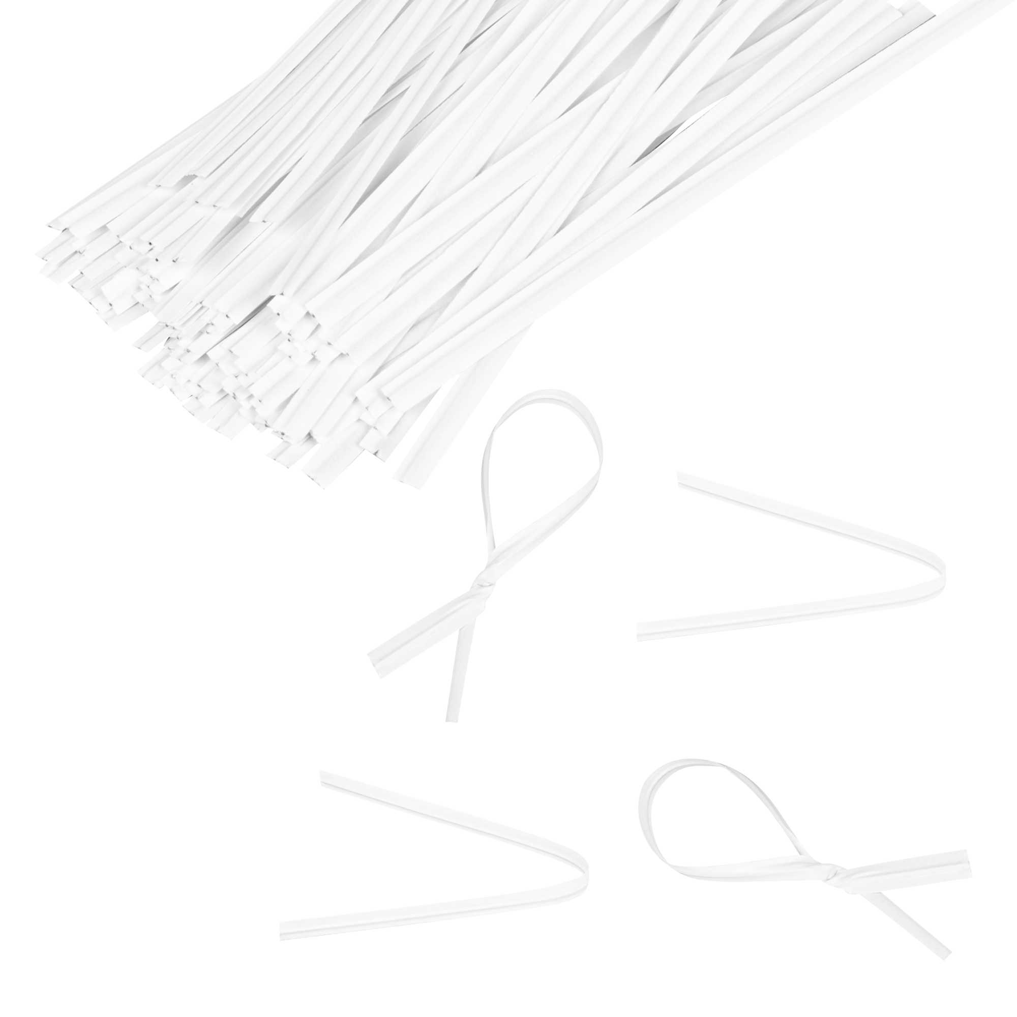 Bag Tek White Paper Twist Tie / Bag Tie - Laminated - 4" - 5000 count box