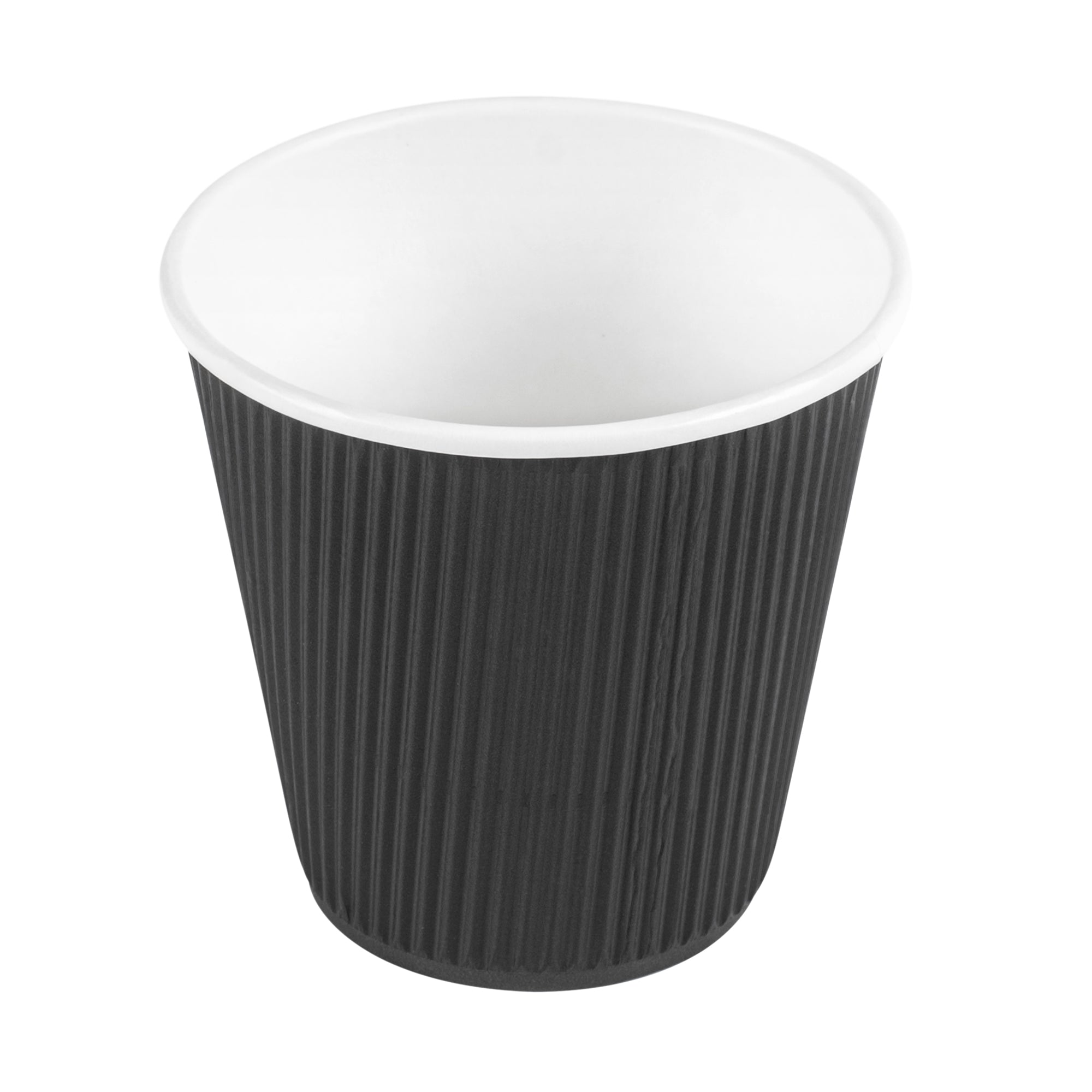 Restpresso 8 oz Black Paper Hot Cup - Individually Wrapped, Ripple Wall - 500 count box