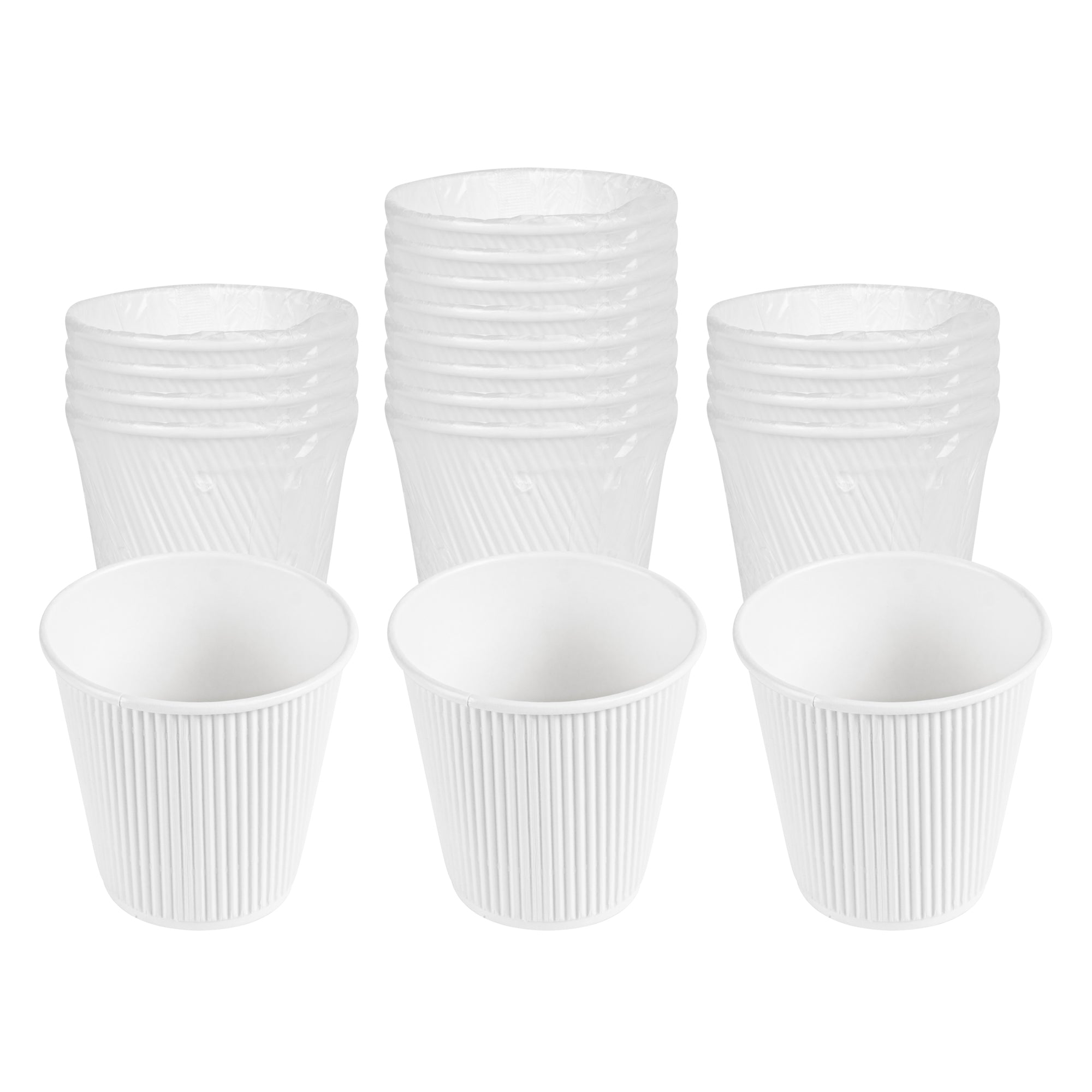 Restpresso 8 oz White Paper Hot Cup - Individually Wrapped, Ripple Wall - 500 count box