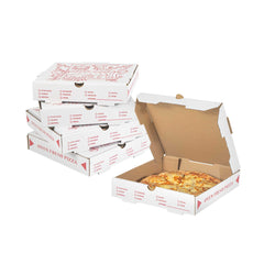 Pizzaly White and Red Corrugated Pizza Box - Pizzeria Doodle Print - 10