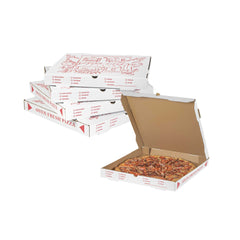Pizzaly White and Red Corrugated Pizza Box - Pizzeria Doodle Print - 18