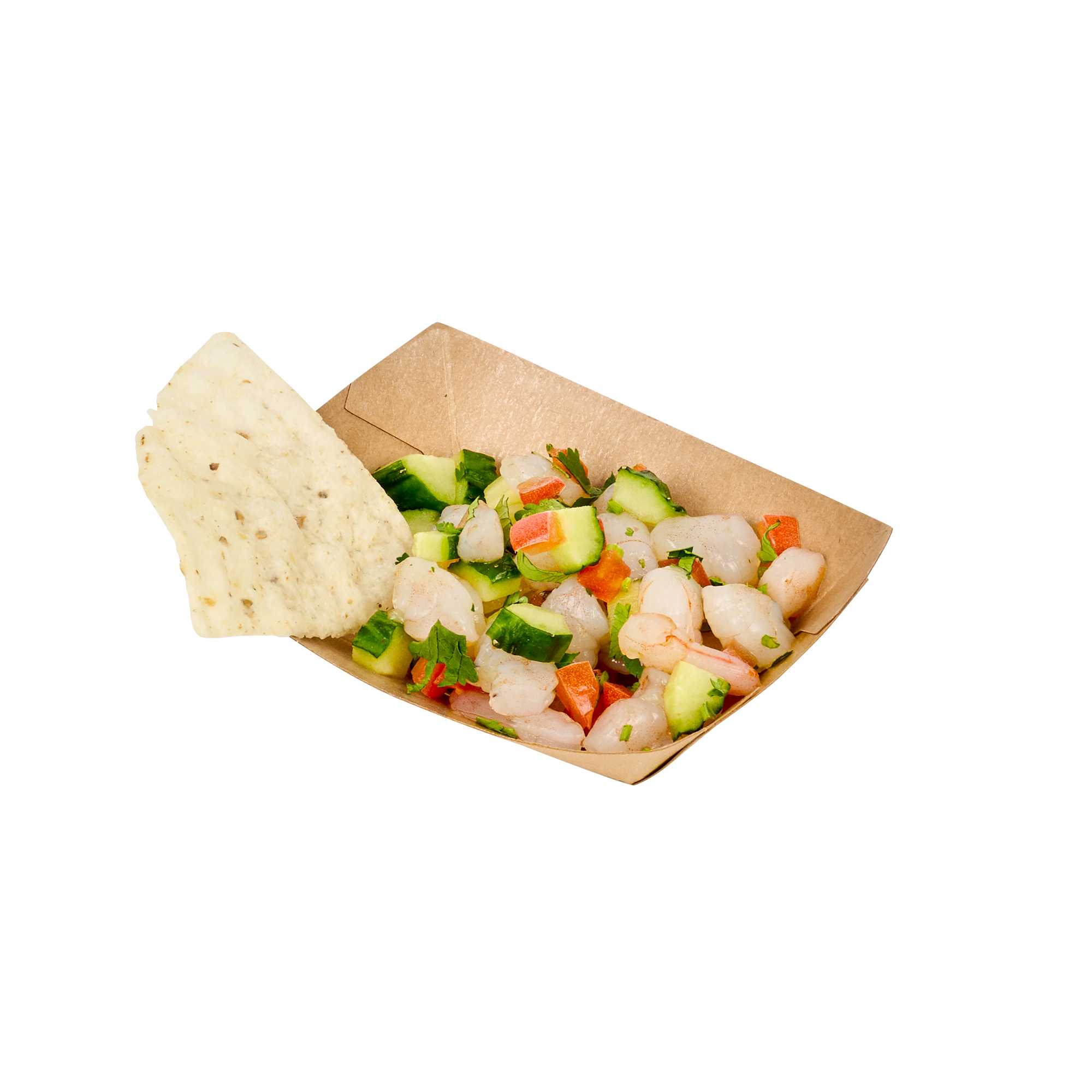 SustainaLite 4 oz #25 Kraft Paper Food Tray / Boat - with PE Lining - 3" x 1 3/4" x 1 1/4" - 250 count box