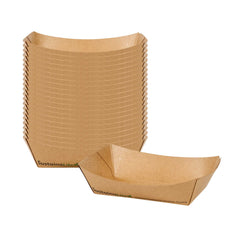 SustainaLite 4 oz #40 Kraft Paper Food Tray / Boat - with PE Lining - 3 3/4