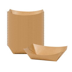 SustainaLite 11 oz #100 Kraft Paper Food Tray / Boat - with PE Lining - 4