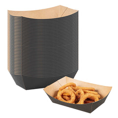 Bio Tek 1 1/2 lb Black Paper #300 Food Tray / Boat - 7 1/2