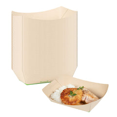 Sustain 2 lb Bamboo Paper #500 Food Tray / Boat - with PLA Lining, Compostable - 8 3/4