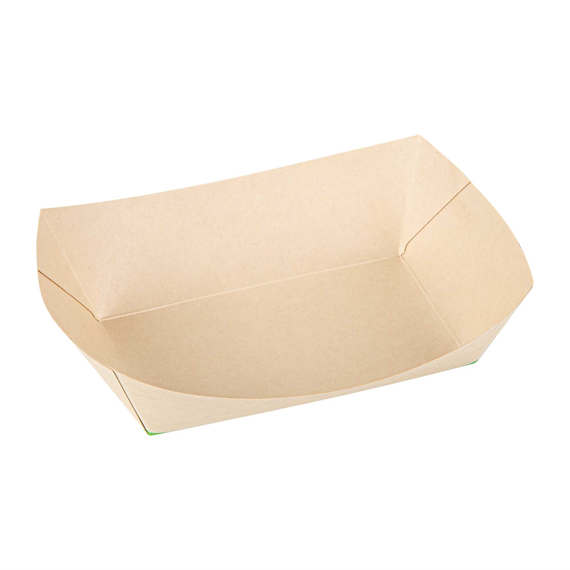 Sustain 2 lb Bamboo Paper #500 Food Tray / Boat - with PLA Lining, Compostable - 8 3/4" x 6 3/4" x 2 1/4" - 200 count box