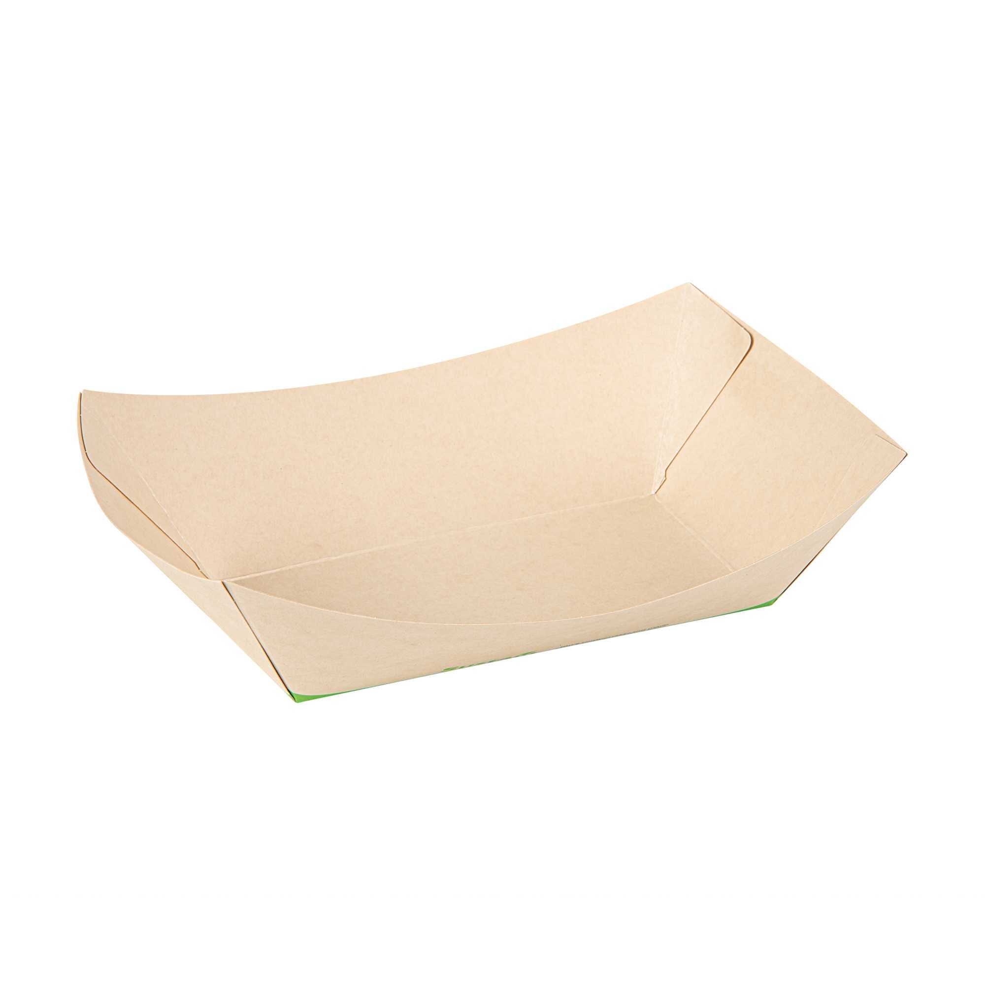 Sustain 2 1/2 lb Bamboo Paper #1000 Food Tray / Boat - with PLA Lining, Compostable - 9 1/4" x 7" x 3" - 200 count box