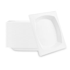Pulp Safe No PFAS Added Square White Sugarcane / Bagasse Plate - Home Compostable - 8 1/4
