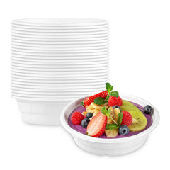 Pulp Safe No PFAS Added 17 oz Round White Bagasse Bowl - Home Compostable, Diamond Pattern - 6 1/4