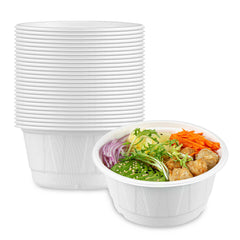 Pulp Safe No PFAS Added 34 oz Round White Sugarcane / Bagasse Bowl - Home Compostable, Diamond Pattern - 6 1/4