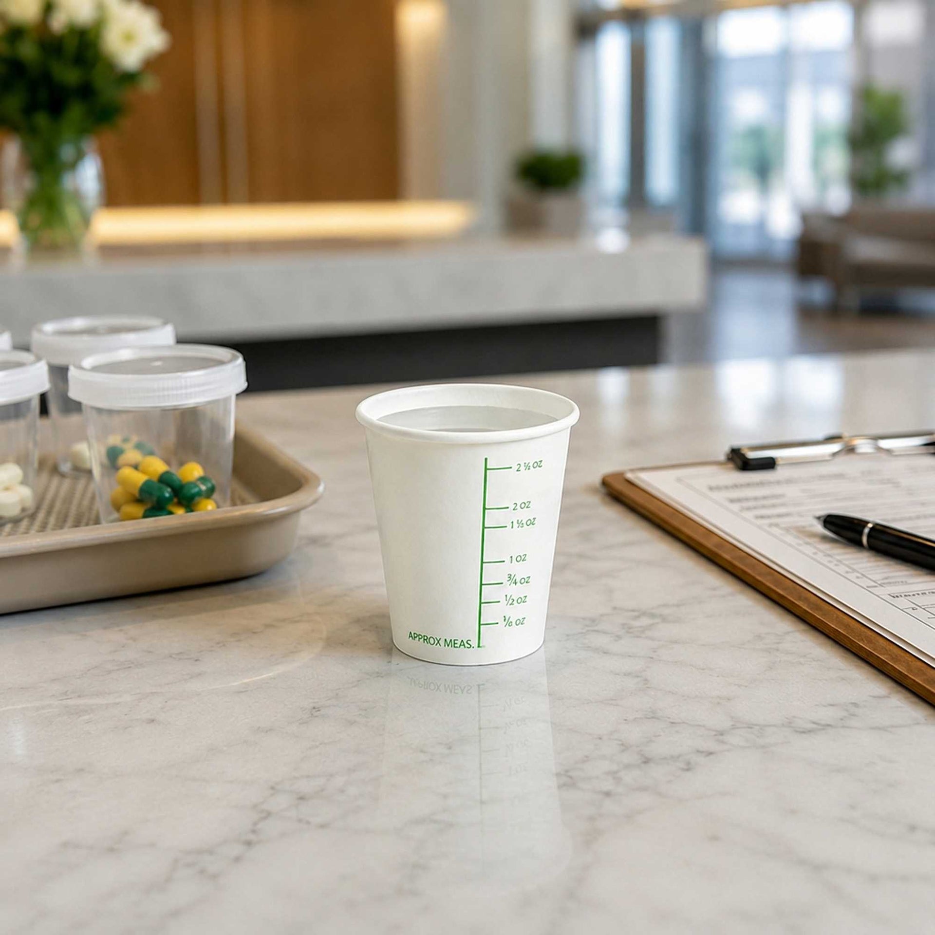 Med Supply 3 oz White Graduated Paper Cup - 2 1/4" x 2 1/4" x 2 1/4" - 50 count box