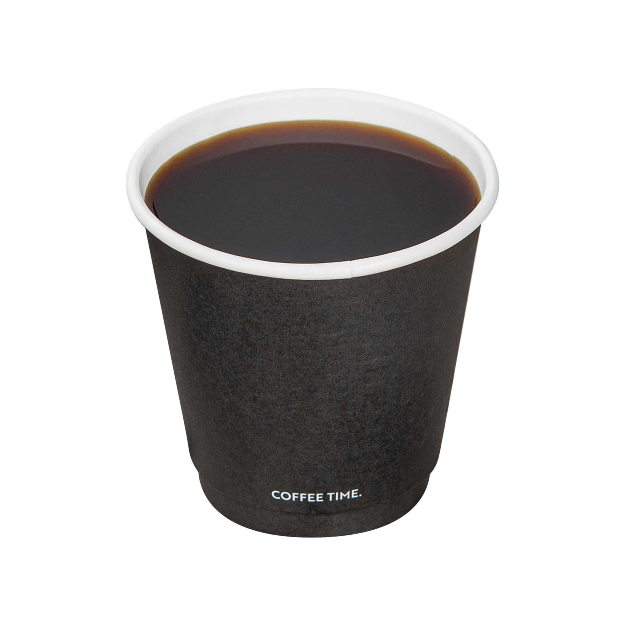 Restpresso 8 oz Black Embossed Paper Coffee Cup - Double Wall - 3 1/2" x 3 1/2" x 3 1/4" - 25 count box