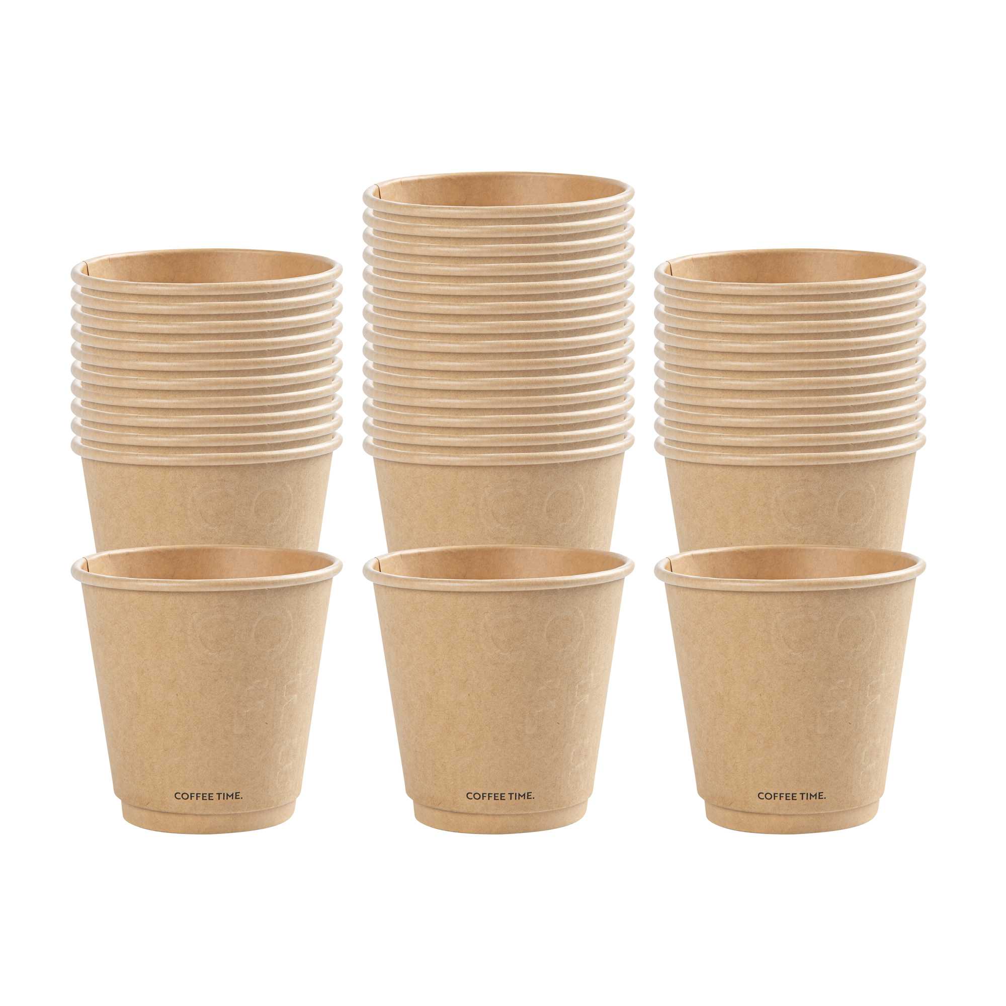 Restpresso 8 oz Kraft Embossed Paper Coffee Cup - Double Wall - 3 1/2" x 3 1/2" x 3 1/4" - 25 count box