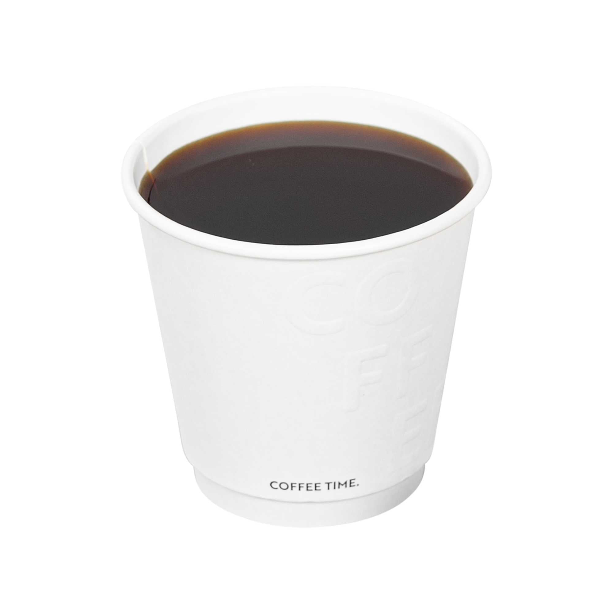 Restpresso 8 oz White Embossed Paper Coffee Cup - Double Wall - 3 1/2" x 3 1/2" x 3 1/4" - 25 count box
