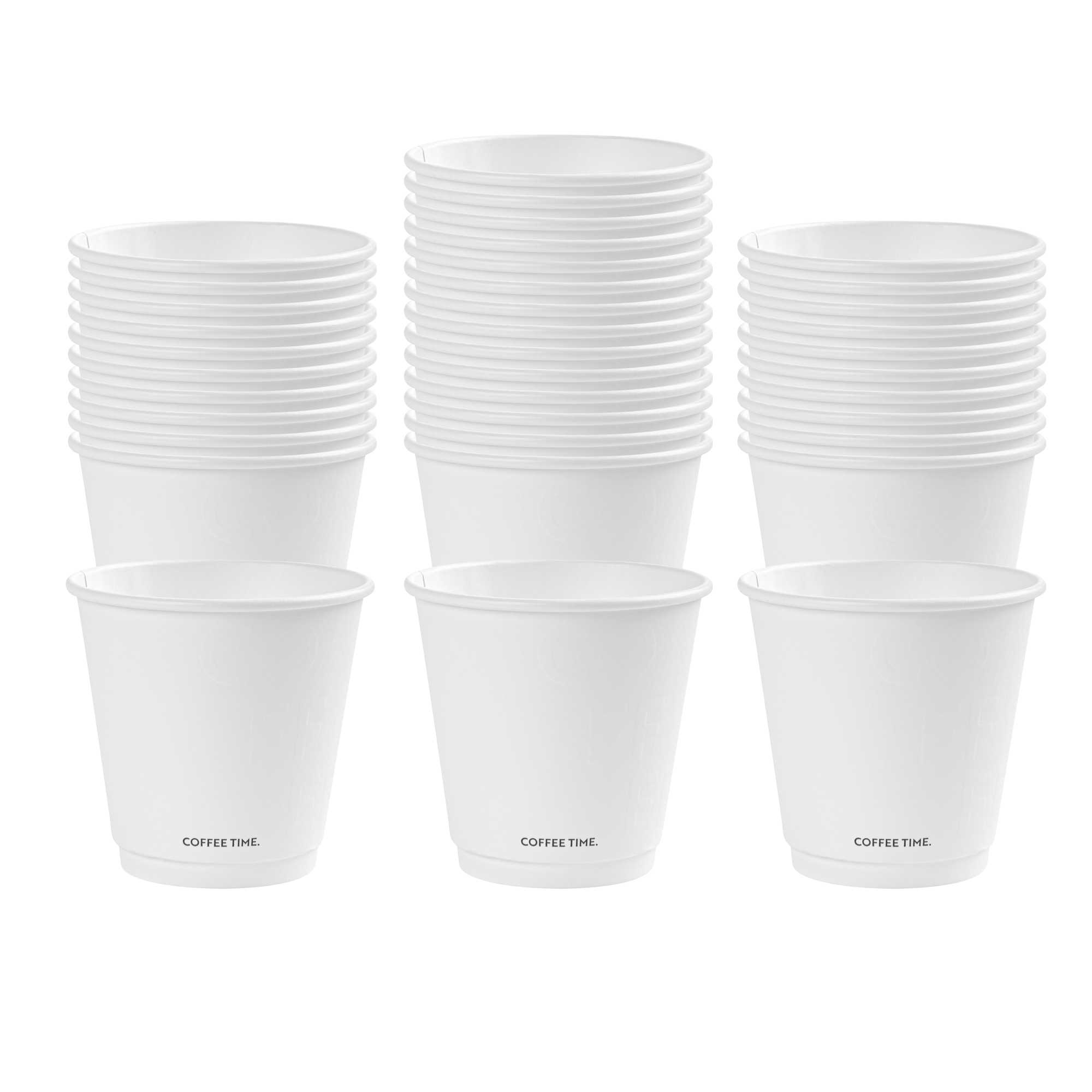 Restpresso 8 oz White Embossed Paper Coffee Cup - Double Wall - 3 1/2" x 3 1/2" x 3 1/4" - 500 count box