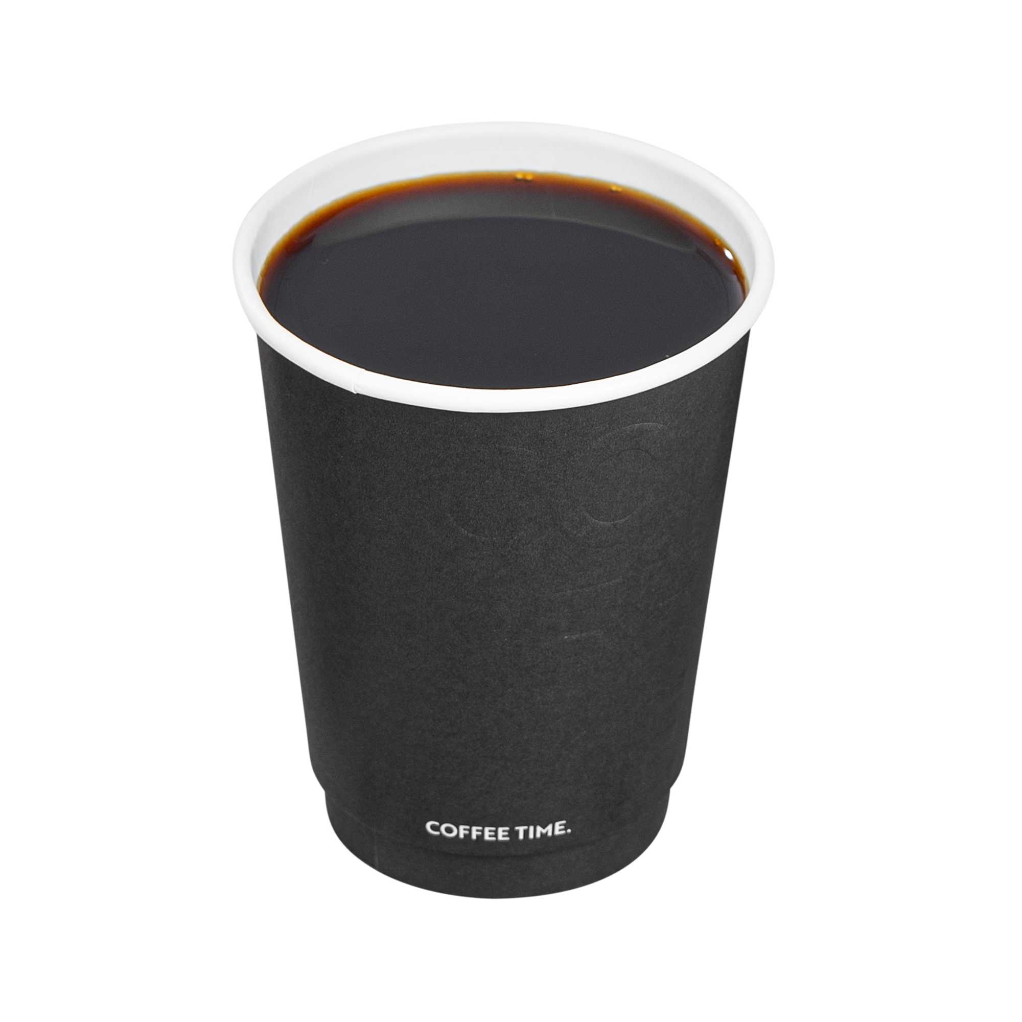 Restpresso 12 oz Black Embossed Paper Coffee Cup - Double Wall - 3 1/2" x 3 1/2" x 4 1/4" - 500 count box