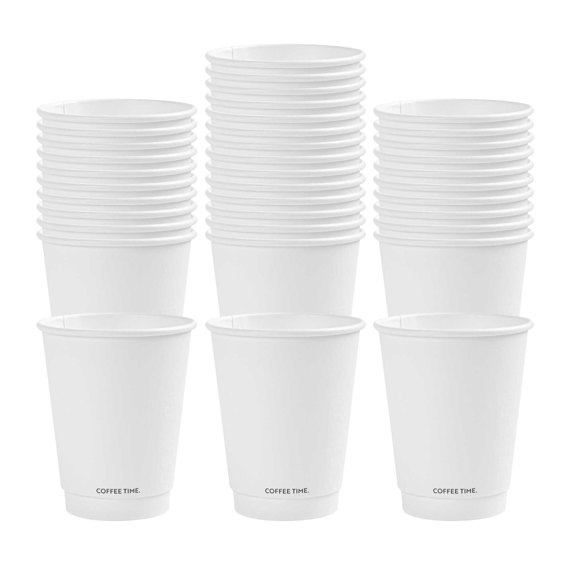 Restpresso 12 oz White Embossed Paper Coffee Cup - Double Wall - 3 1/2" x 3 1/2" x 4 1/4" - 500 count box