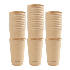 Restpresso 16 oz Kraft Embossed Paper Coffee Cup - Double Wall - 3 1/2