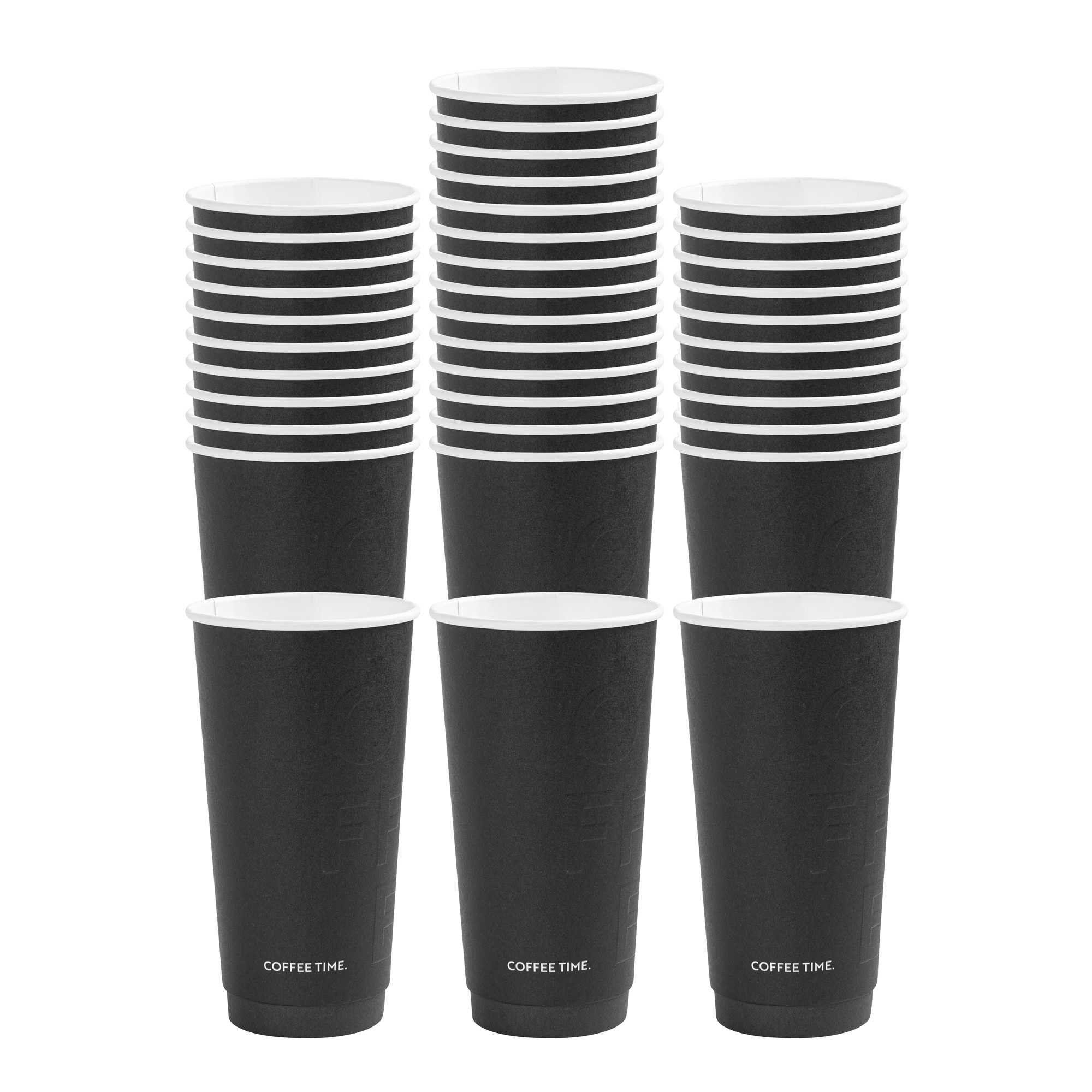 Restpresso 20 oz Black Embossed Paper Coffee Cup - Double Wall - 3 1/2" x 3 1/2" x 6 1/4" - 250 count box