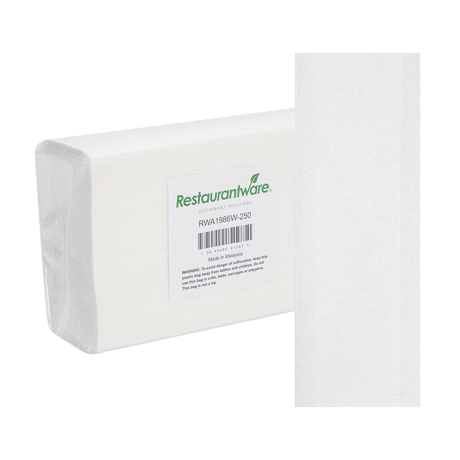Clean Tek Professional White Paper Towel - M-Fold (Multifold), Through-Air-Dry (TAD) - 9" x 9" - 250 count box
